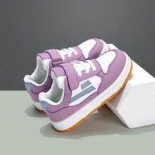 1 Pair 2026 New Children's Hook And Loop Sneakers, Casual Kids Shoes With Both Fashionable Design And Practicality - Pink and Purple - View 2