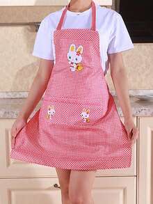 1 pieza Delantal de adulto de poliéster conveniente con estampado de conejo, suministros de cocina, regalo del Día de la Madre, regalo para mamá, accesorio de cocina, regalo para amigos, delantal de cocina - Multicolor - Ver 11