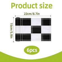 6 Pcs Checkered Golf Flags 8x6 Inch 420D Nylon Portable Training Target Flag with Tube Inserted Mini Practice Putting Green for Garden Yard Indoor Outdoor Black and White - En blanco y negro - Ver 3