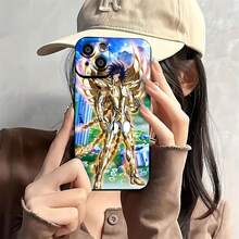 Estuche para teléfono con diseño de héroe de armadura dorada Compatible con estuches para teléfonos   17  16 Pro Max  15 Pro Max  13 y  12 Hecho de material de TPU con protección mejorada para lentes y un diseño de pupila, protección total contra caídas, elegante y de alta gama Un regalo perfecto para familiares, amigos, seres queridos, novios/novias y para días festivos y aniversarios - Negro - Ver 1