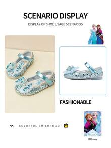 Disney 1 đôi giày công chúa có bản quyền, thích hợp cho việc đi lại hàng ngày và các hoạt động ngoài trời trong kỳ nghỉ, thoải mái, chống trơn trượt, thoáng khí (Giày bệt trẻ em, giày bé gái, giày công chúa, giày nữ hoàng) - Màu xanh nhạt - Xem 7