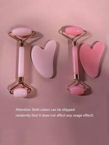 2件套面部刮痧按摩工具套装：1个双头按摩滚轮，1个心形刮痧板，面部按摩可以减轻浮肿，舒缓和光滑肌肤，使肌肤容光焕发。 - 彩色 - 查看 10