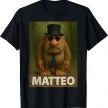 Matteo Mateooo Matteooo Italian Brainrot Meme Uni T-Shirt - Black - View 1