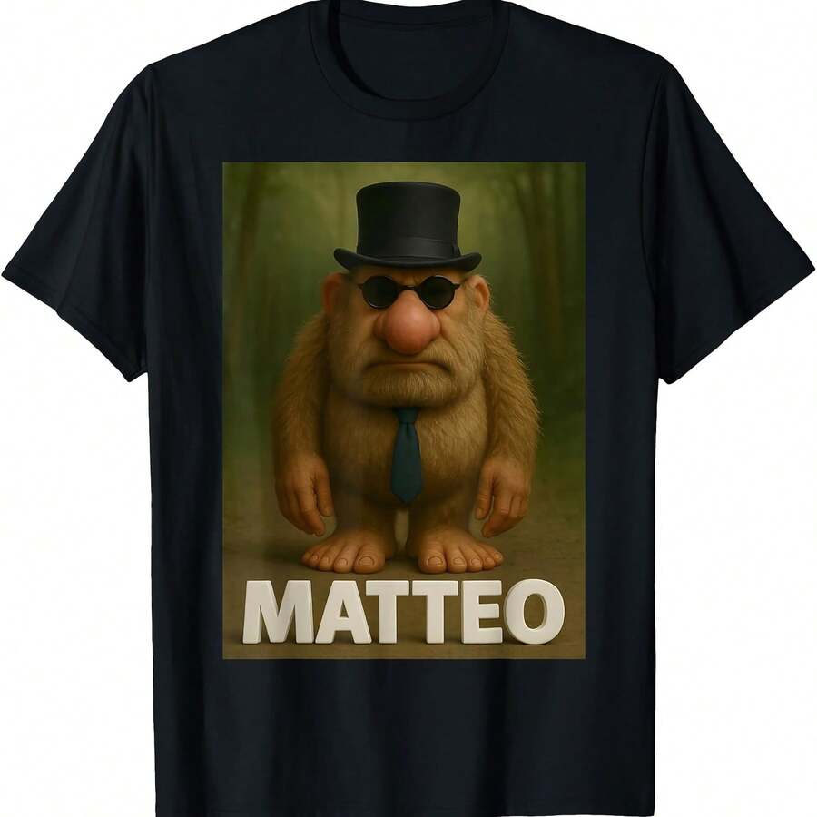 Matteo Mateooo Matteooo Italian Brainrot Meme Uni T-Shirt - Black - View 1