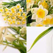 1 pieza Planta de narciso artificial con textura de mármol blanco resistente a los rayos UV, adecuada para decoración del hogar y fiestas, material de plástico duradero, textura realista, decoración del hogar con planta artificial - Multicolor - Ver 11