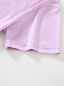 Disney-Disney Zootopia Judy Themed Children's Short Sleeved T-Shirt With Double-Sided Printed Design On The Front And Back, Loose Round Neck Silhouette, Girls' Summer Breathable Top - Mauve Purple - View 4