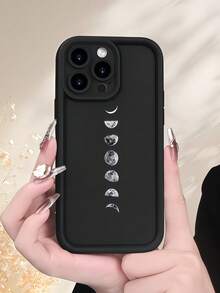 1个渐变边框多巴胺创意地球环月亮手机壳，兼容 16/17 Pro Max，全包防震保护套，简约设计，可爱卡通风格，完美保护您的手机，兼容荣耀X7/三星Galaxy A56 5G/Smart 8/Hot 40/传音Spark 30C/Spark Go 2024/Note 14 5G/Moto E22/E22i/A54 - 黑色 - 查看 1