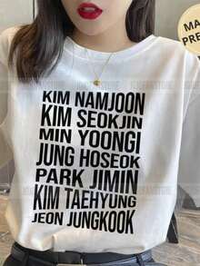 Army T-Shirt Names Kim Namjoon Kim Seokjin Min Yoongi Jung Hoseok Park Jimin Kim Taehyung Jeon - trắng - Xem 3