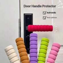 3 paquetes de protectores de manija de puerta de silicona suave - ajuste universal, antideslizante y multicolor (azul/gris/amarillo) para bebés, diseño elástico que se desliza fácilmente sin rayar las paredes - Multicolor - Ver 14