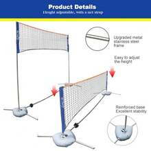 Portable Height Adjustable Badminton Volleyball Tennis Net Set Multi-Purpose Sports Equipment with Poles Stand and Carry Bag Outdoor Exercise 5.1m/17ft - como en la foto - Ver 6