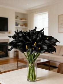 50pcs/30pcs/20pcs/10pcs/22pcs/18pcs/5pcs/1pc Black Artificial Flowers, Silk Calla Lily, Suitable For Wedding Decoration, Bridal Bouquet, Corsage, Party Decor, Gift Wrapping, Restaurant Centerpiece - Multicolor - View 3
