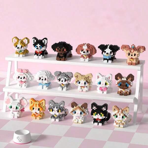 Cute Pet Micro Building Block Assembly Set - DIY Desktop Decor, Adorable Home Ornament, Ideal Gift For Handicraft Enthusiasts