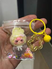 1pc Latest KEYCEO Bunny Doll Series PVC Decorative Collectible Doll, Featuring Exquisite Sakura-Shaped Keychain, Transparent Protective Pouch, And Glitter Accent Design, Portable And Suitable As New Year, Thanksgiving, Christmas, Or Other Holiday Limited Edition Gift, Party Favor, Or Gathering Giveaway - Multicolor - View 9