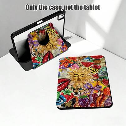 1pc Flip Cover Desk Protective Case With Pen Slot, 720 Degree Rotating Stand, Facial Expression Sun, Flower, Fruit, Butterfly Patterns, PU Leather Case With Auto Sleep/Wake Function, Compatible With Honor Pad 8/9/10, Honor GT 11.5inch/X7/X8A/X9/X8Pro/X9Pro/V9/V8 Pro, Matepad SE 11inch/Matepad 11 Inch 2023/2022 Model/MatePad 11.5 (2026), Tablets
