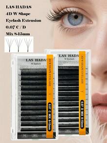 LAS HADAS 绽放浓密睫毛嫁接 C D 卷度 0.07 8-15mm 混合装 易扇睫毛嫁接 2D-6D 自扇形哑光黑 W 形睫毛嫁接（0.07-C D，8-15mm 混合装，12 排） - 黑色 - 查看 5