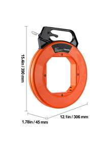 Fish Tape, 240-Foot, 1/8-Inch, Steel Wire Puller With Optimized Housing And Handle, Easy-To-Use Cable Puller Tool, Flexible Wire Fishing Tools For Walls And Electrical Conduit, Non-Conductive - Orange - View 10