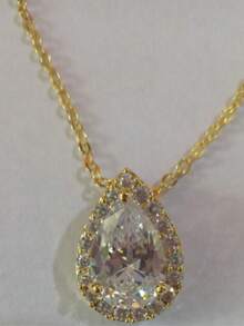 1pc Fashionable Minimalist Teardrop Zirconia Pendant Necklace For Women, Versatile & Personalized Jewelry - Necklace - View 7