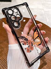 1个花卉创意蝴蝶镜头保护膜，奢华时尚防震气囊手机壳，兼容苹果6/7/8/X/XS/XR/11/12/13/14/15/16/16E/17/17PM，兼容三星Galaxy S22/23/24/25/S24 FE/S25 EDGE、A04/05/06/A14/A15/A16/A24/A25/A34，兼容红米Note 7/8/9/10/11/12/13，兼容红米9/10/12/13C - 黑色 - 查看 1