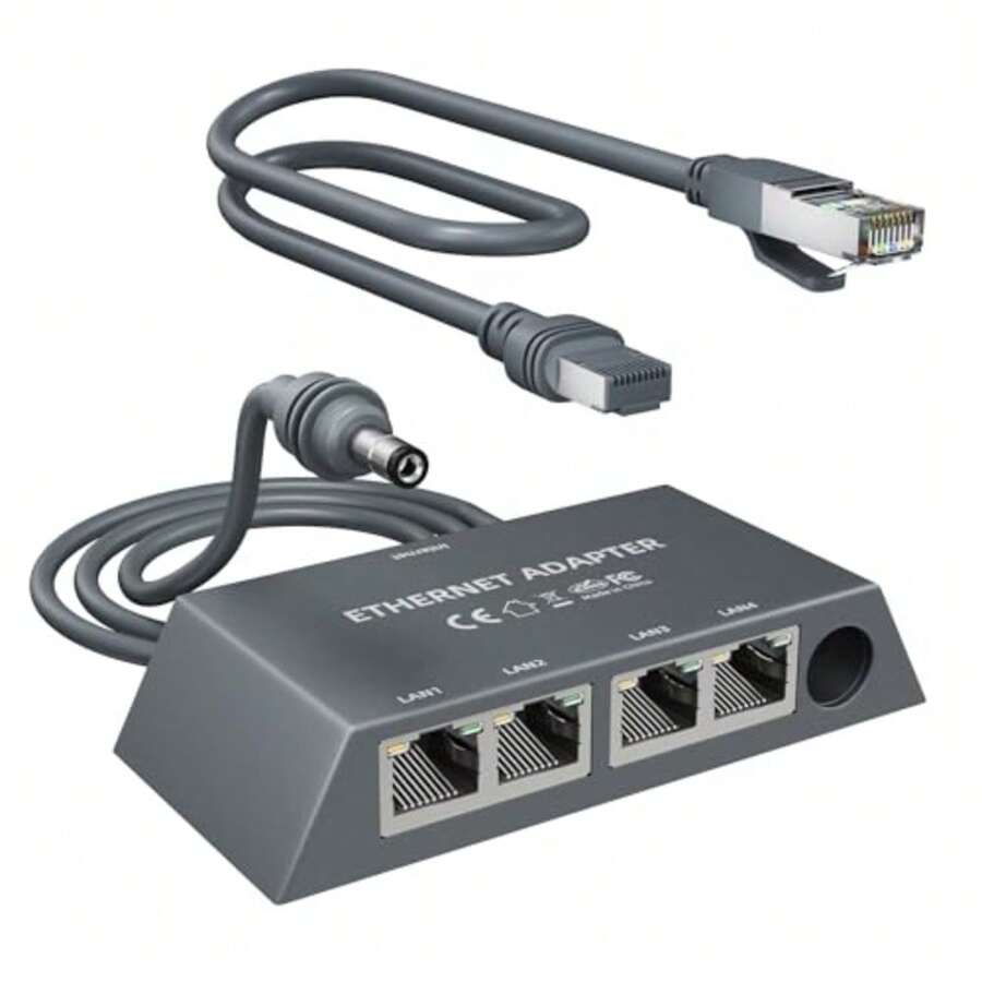 Starlink - Adaptador Ethernet de 4 puertos para Gen 3 y Mini con cable Ethernet de 1.6 pies adaptador de red con cable de 1 Gbps con 4 puertos RJ45 para conexión por cable Internet estable - como en la foto - Ver 1