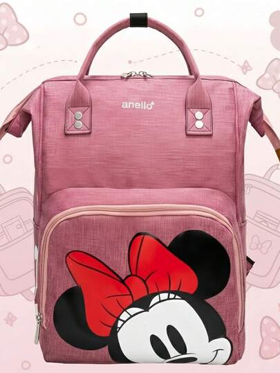 Disney Minnie Mouse Large Capacity Wide Mouth Backpack - Pink Backpack, Suitable For College Students - Fashionable Travel Tote - Perfect Choice For Work Commute And Weekend Trips