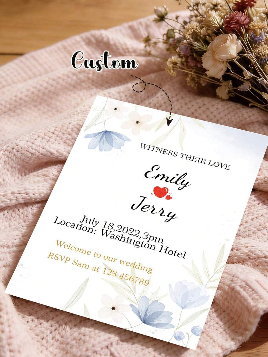 Customized Greeting Cards, Personalized Wedding Cards, Customizable Floral Invitation Cards, Bridal Shower Engagement Invitations, Wedding Party Exclusive, Personalized Wedding Invitations,Diy - Customized Greeting Cards - View 1