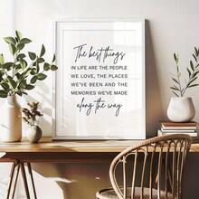 Tranh trang trí tường 2D thiết kế phẳng với dòng chữ "Những điều tốt đẹp nhất trong cuộc sống". Tác phẩm nghệ thuật in được này phù hợp để trang trí phòng khách hoặc phòng ngủ trong nhà. - E - Xem 3