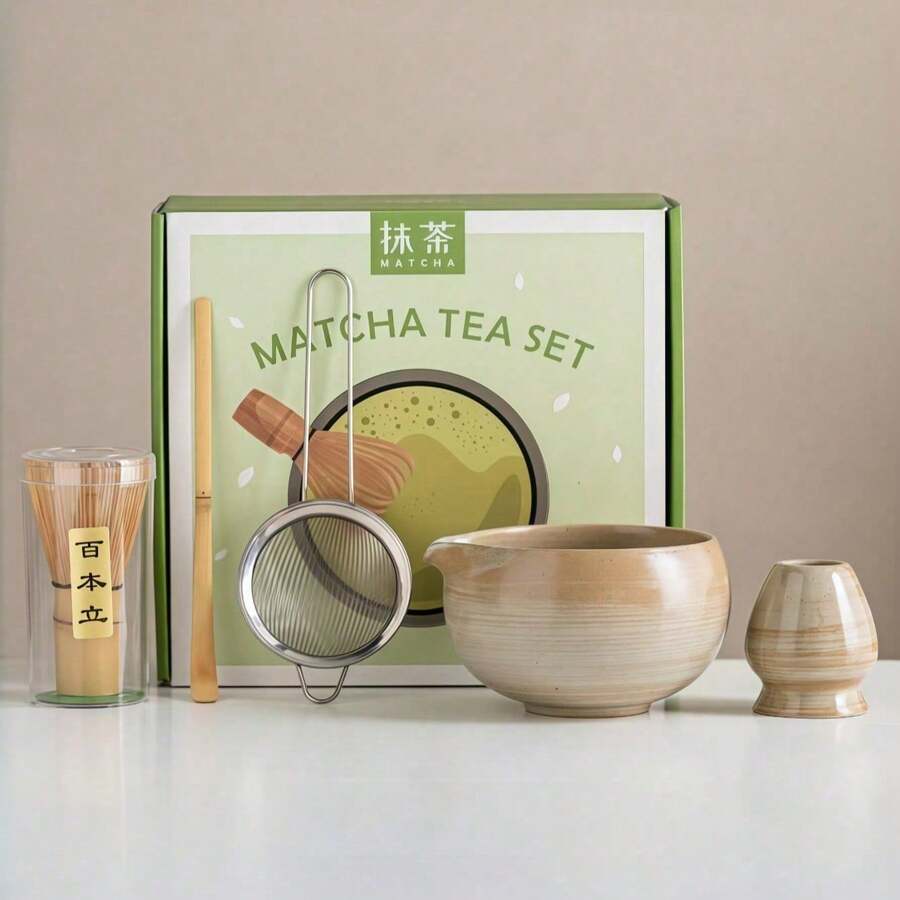 1pc/5pcs Japanese Matcha Bowl, Matcha Whisk Set, Includes Whisk, Tea Scoop, Tea Strainer, Tea Cloth, Traditional Tea Ceremony Tools, Holiday Gift - Multicolor - View 1