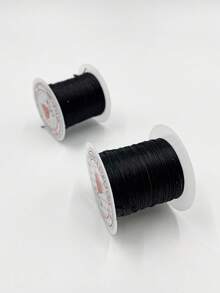 Black Elastic Cord, High Elasticity And Wear-Resistant, Resistant To Breaking When Pulled, Maintains Shape Over Long-Term Use. Wire Diameter 0.1mm, Length Approximately 10m, Easily Threaded Through Small Hole Beads. Spool Comes With Built-In Slot To Secure Cord End And Prevent Tangling, Convenient Storage, Suitable For Various Beaded Jewelry Making - Black Elastic Rope - View 2