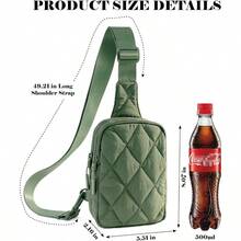 Quilted Puffer Sling Bag For Women Small Backpack Crossbody Chest Bag Fanny Packs Purses For Casual Traveling Hiking - Puffer 小號斜背包-豆綠色 - 查看 3