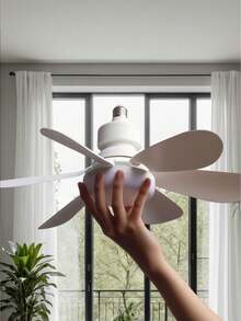 Lámpara de base de 40W para ventilador de techo, ventilador de techo de 20.5" con luz y control remoto, base de lámpara E27 para ventilador de techo LED, apto para baño, dormitorio, luz LED blanca - Blanco - Ver 3