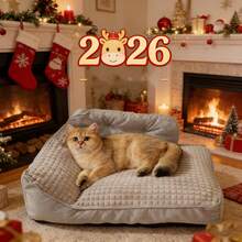 Canapé extra large pour chien, taille XL 120x90x25 cm, lit d'hiver chaud et moelleux pour chien, cadeau idéal pour les Golden Retrievers, Labradors, Bouledogues français et Bergers allemands. - Gris tourterelle - Voir 15