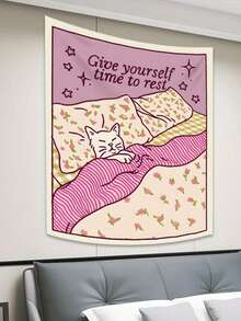 这款时尚的粉色猫咪挂毯印有“给自己休息时间”的字样，采用温暖的花卉条纹设计，由不易褪色的涤纶面料制成。这款趣味十足的猫咪主题室内装饰品，适合卧室、客厅和宿舍等各种场所，是完美的室内装饰之选。 - 1PC - 查看 3