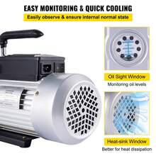 Vacuum Pump 12CFM 1 Horsepower Single Stage Air Conditioning Vacuum Pump 110V 5PA Ultimate Vacuum Refrigerant HVAC Air Tool Rotary Vane Vacuum Pump For Automobile Vacuum Evacuation - Black - View 5