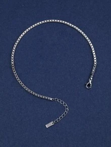 FORVER QUEEN 1pc Men's 2mm Pure Silver Square Chain Bracelet, Silver Jewelry Gift Suitable For Both Men And Women - Box Chain Bracelet - View 9