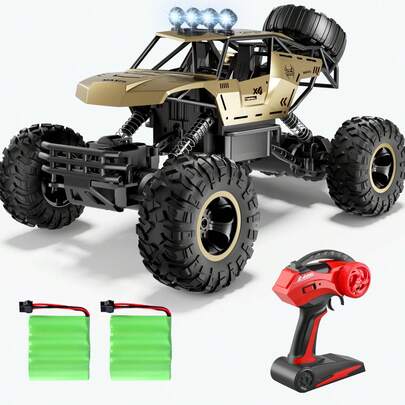 2026 1:12 RC Cars Remote Control Car BLACK/SILVER Off Road Monster Truck,Metal Shell 4WD Dual Motors LED Headlight Rock Crawler,2.4Ghz All Terrain Hobby Truck With 2 Batteries For 90 Min Play,Boys Adults Gifts,Birthday Gifts,Holidays Gifts,NEW YEAR Gifts,