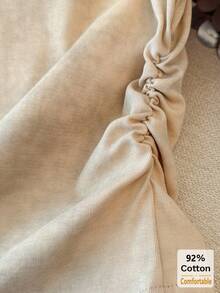 Spring/Summer New Khaki Short Sleeve T-Shirt Women, Cropped Tee With Drawstring Design, Stylish And Slimming - Khaki - View 8