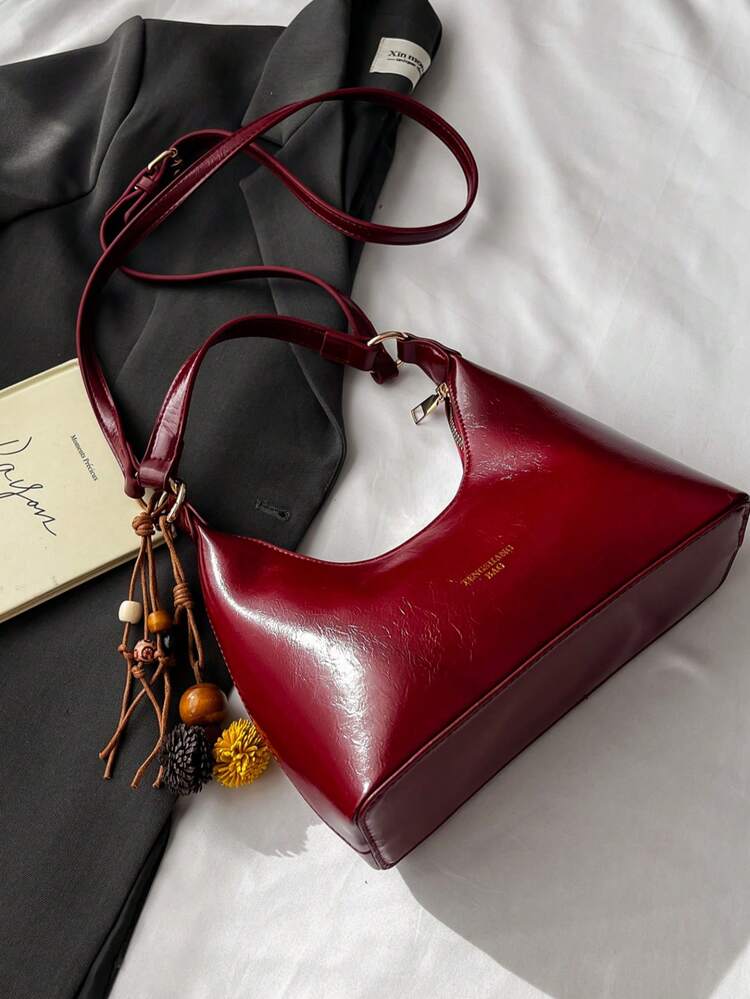 时尚复古单肩手提包（带吊坠），适合派对、宴会、日常通勤，可收纳手机、镜子、钥匙、口红、钱包等，是圣诞节、母亲节、生日、生日惊喜的理想礼物。 - 彩色 - 查看 10