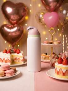 0walai Sweetheart Macaron Vacuum Flask With Straw 32oz,945ML, Cold And Hot Water Can Be Insulated, Beautiful Appearance, Exquisite Workmanship, Suitable For Camping, Work, Indoor Use,Suitable For Gift,Perfect For Valentine's Day,Birthday,Giving Day. - Màu Hồng baby - Xem 2