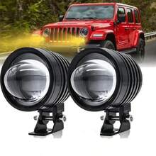 Universal Mini Round LED Off-Road Lights, 3-Mode (White/Yellow/Both) For Cars, SUVs, Dirt Bikes, Easy Install Waterproof Driving Fog Lamps - A - View 3
