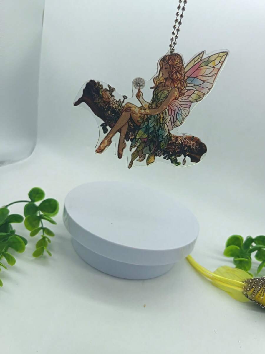 2D Apanhador de Luz Acrílico - Anjo Floral Encantador, Perfeito para Jardins de Fadas, Decoração de Janela, Sala de Estar, Quarto, Varanda, Escritório, Corredor, Cozinha, Banheiro, Decoração Suspensa para Exterior, Ornamento de Janela Encantador | Vibrante e Alegre