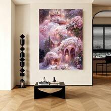 con marcoPintura en Lienzo Plano 2D, 1 pieza, Pintura en Lienzo Plano 2D, Hermoso Castillo, Decoración de Pared Divertida y Creativa para Hogar Dormitorio Cocina Sala de Estar Baño, Hotel Café Oficina Obra de Arte en Lienzo Póster de Pared, Plano 2D - Enmarcado - Ver 5