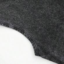 Men's Street Casual Washed Sleeveless Vest With Retro Ramen Print, Slim Fit Cartoon Letter Minimalist Stylish Leisure - 黑色 - 查看 4