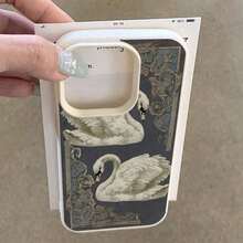 1pc Vintage Floral Heart Frame Swan Pattern TPU Phone Case Compatible With IPhone 17 Pro Max/17/16 Pro Max/15/13/12/11, S20 FE/A15/S24/A55,  Note 11/12/13 Pro, Full Body Soft Protective Cover - 款式8(1pc) - 查看 4