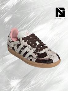 Adidas Samba OG Cow Print (Women's)– Women's Lifestyle Sneakers – Shoes For Woman-Vintage-Spring & Summer-Inspired Running Shoes, Shock-Absorbing Comfort, Gym To Streetwear Casual Wear-Easter Gift– JR1256 - Dark Brown//Gum 3 - 查看 2
