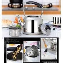 Stainless Steel Whistling Tea Kettle - Mirror Polished, Foldable Handle, Fast Boiling, 1L-6L Capacity, Suitable For Home And Restaurant Use - Silver - View 6
