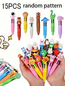 Bộ 10 bút bi hoạt hình 4 màu dùng làm quà tặng cho trẻ em, bộ văn phòng phẩm dễ thương, quà tặng trò chơi tiệc tùng họa tiết hoạt hình, quà sinh nhật. - Nhiều màu - Xem 14