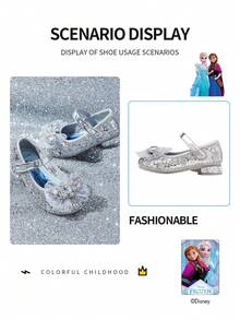 Disney 1 Pair Licensed Princess Shoes, Suitable For Daily And Holiday Outdoor Wear, Comfortable, Non-Slip, Breathable (Children Flat Shoes, Girls Shoes, Princess Shoes, Queen Shoes) - Silver - View 7