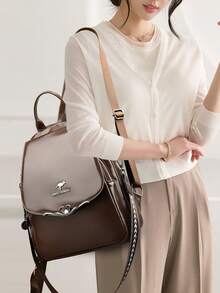 Ba lô nữ chống trộm bằng da PU mềm, kiểu dáng cổ điển; Túi xách đa năng thời trang hàng ngày; Túi du lịch nhẹ nhiều ngăn; Ba lô học sinh tối giản dung tích lớn; Túi đi làm tiện lợi, phù hợp cho học sinh, y tá, giáo viên, doanh nhân, du lịch, đi làm, mua sắm, văn phòng, hẹn hò, leo núi, đào tạo, làm việc, quà tặng sinh nhật, quà tặng ngày lễ. - Nhiều màu - Xem 4