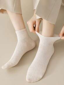 1/5 Pairs Random Women's Solid Color Waist Elastic Simple Breathable Absorbent Casual Ankle Socks - Multicolor - View 6
