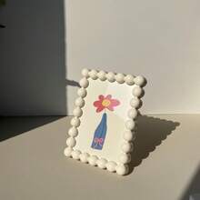 6-Inch Cute Beaded Plastic Photo Frame, Adorable Desktop Photo Frame Display, Decorative Frame Stand, Home Decor - A - View 4